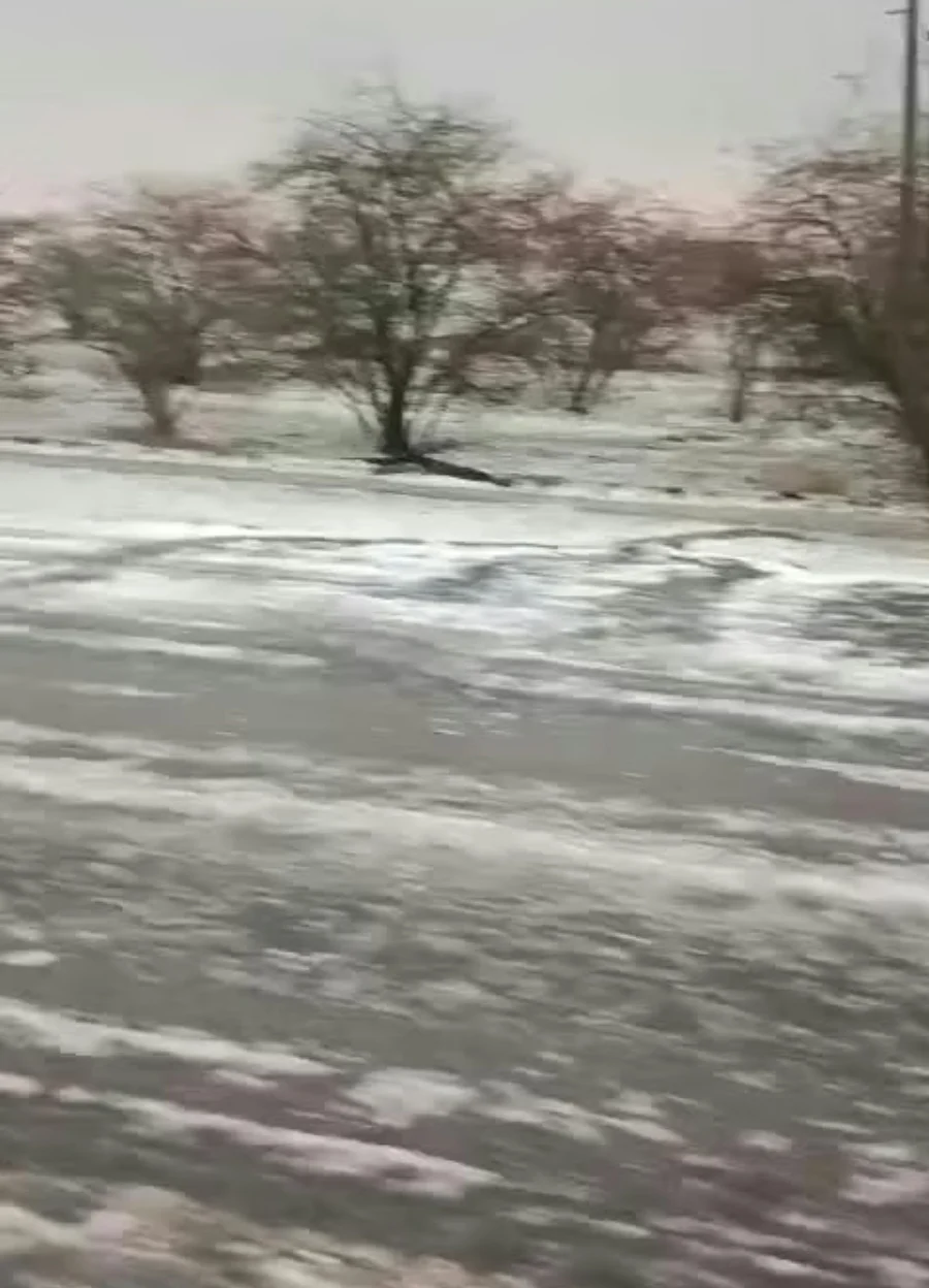 جاده ترانزیتی شوش به اهواز سفیدپوش شد